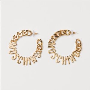 H&M [TV] X MOSCHINO Logo Hoop Earrings. BNWT